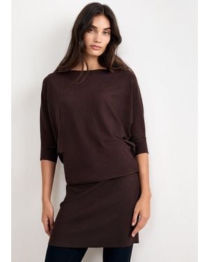 Phase Eight Becca Batwing Knitted Mini Dress - Brown