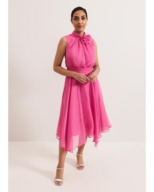 Phase Eight Petite Lucinda Corsage Dress - Pink