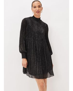 Phase Eight Elina Metallic Plisse Dress - Black