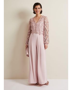Phase Eight Petite Mariposa Lace Jumpsuit - Pink