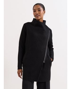 Phase Eight Byanca Zip Knit Coat - Black