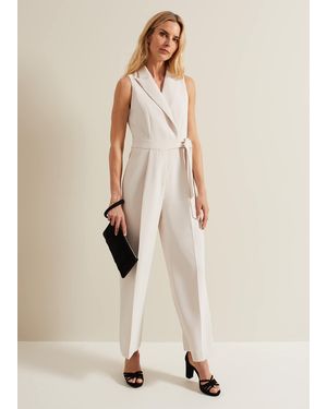 Phase Eight Clarissa Tux Wide Leg Jumpsuit - Natural