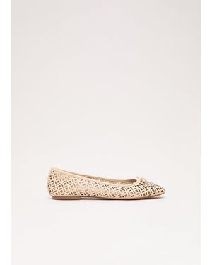 Phase Eight Leather Cut Out Ballet Pump - Natural