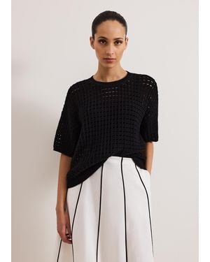 Phase Eight Jamelia Boxy Stitch Knit Top - Black