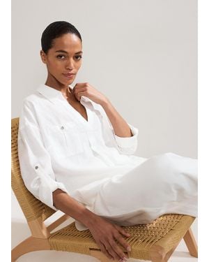 Phase Eight Arla Linen Shirt - White