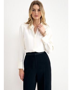 Phase Eight Maisie Pearl Collar Long Sleeve Shirt - White