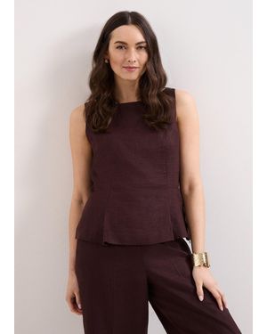 Phase Eight Isabelle Linen Top - Brown