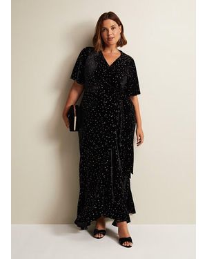 Phase Eight Petite Holly Velvet Star Wrap Maxi Dress - Black