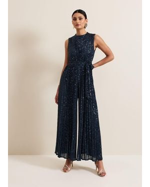 Phase Eight Simara Sequin Jumpsuit - Blue