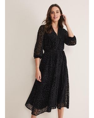 Phase Eight Isador Textured Fit And Flare Midi Dress - Black
