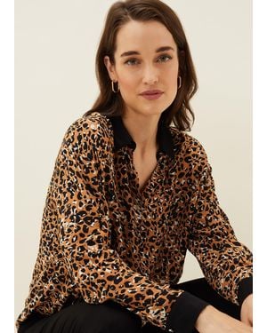 Phase Eight Kaelie Leopard Twist Front Blouse - Brown