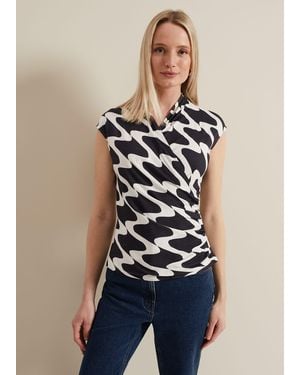 Phase Eight Maleah Printed Wrap Top - Blue