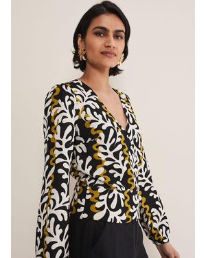 Phase Eight Vienna Linen Wrap Blouse - White