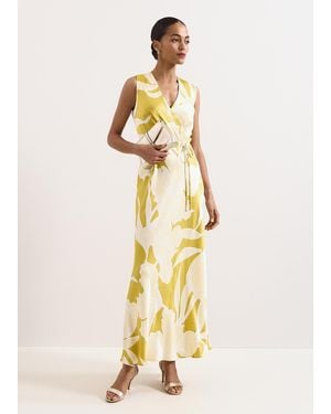 Phase Eight Petite Paula Floral Satin Maxi Dress - Metallic