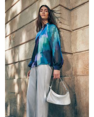 Phase Eight Eleanor Abstract Pleat Blouse - Blue
