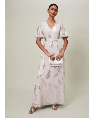 Phase Eight Larah Lurex Feather Jaquard Maxi Dress - Grey