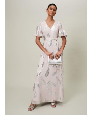 Phase Eight Larah Lurex Feather Jaquard Maxi Dress - Grey