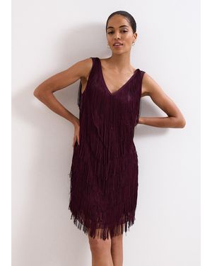 Phase Eight Meryl Fringe Mini Dress - Red