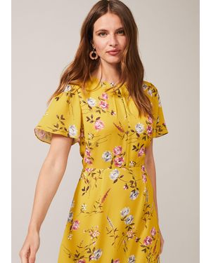 Phase Eight Cecily Floral Print Asymmetric Hem Dress - Yellow