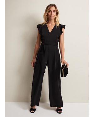 Phase Eight Kallie Ruffled Wide Leg Jumpsuit - Natural