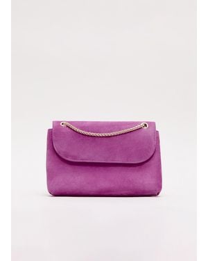 Phase Eight Suede Chain Clutch Bag - Purple