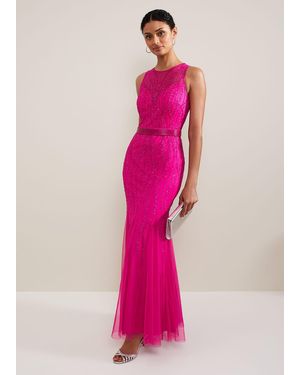 Phase Eight Rowena Beaded Maxi Dress - Pink