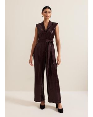 Phase Eight Ivey Sequin Jumpsuit - Natural