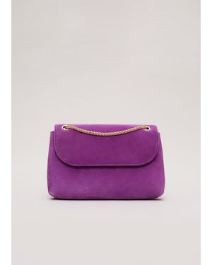 Phase Eight Suede Chain Clutch Bag - Purple