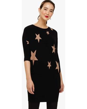 Phase Eight Becca Star Jacquard Knit Dress - Black