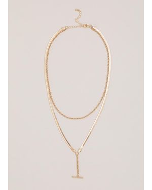 Phase Eight Snake Chain T-Bar Necklace - White