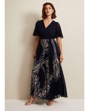 dahlia print pleat midaxi dress Phase Eight Dahlia Print Pleat Midaxi Dress in Natural