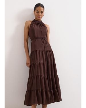 Phase Eight Nita Halterneck Linen Maxi Dress - Brown