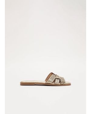 Phase Eight Leather Cut Out Flat Sandals - White