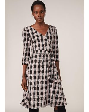 Phase Eight Ava Check Tie Waist Dress - White