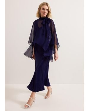 Phase Eight Kyra Overlay Satin Midaxi Dress - Blue