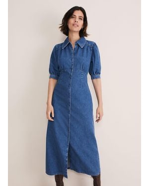 Phase Eight Cosette Denim Midaxi Dress - Blue