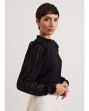 Phase Eight Jodie Swirl Burnout Top - Black