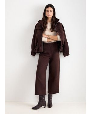 Phase Eight Petite Remi Faux Suede Wide Leg Cropped Trousers - Brown