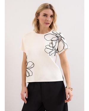 Phase Eight Malani Embroidered Short Sleeve T-Shirt - White