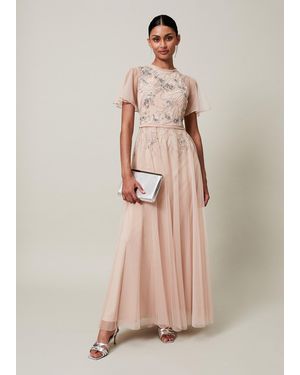 Phase Eight Zena Beaded Tulle Maxi Dress - Natural