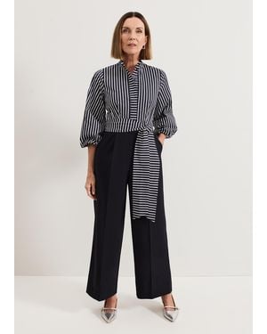 Phase Eight Bree Stripe Shirt Wide Leg Jumpsuit - Grey