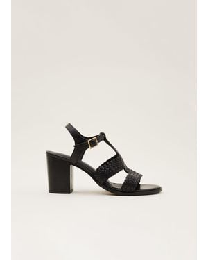 Phase Eight Plaited T Bar Heeled Sandal Shoe - Natural