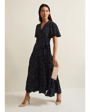 Phase Eight Jenna Spot Wrap Midaxi Dress - White