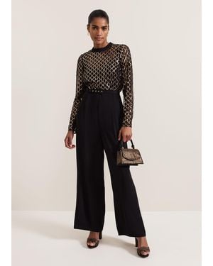 Phase Eight Amelia Sequin Bodice Jumpsuit - Black