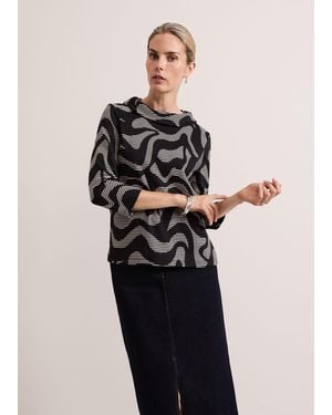 Phase Eight Rena Printed Top - Black