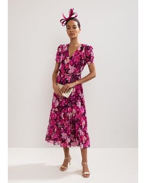 Phase Eight Azalea Floral Shimmer Dress - Pink