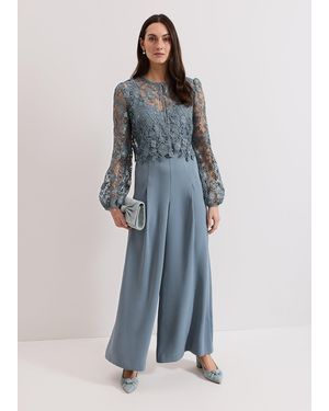 Phase Eight Vanessa Lace Bodice Jumpsuit - Blue