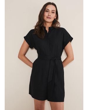 Phase Eight Paige Linen Playsuit - Black