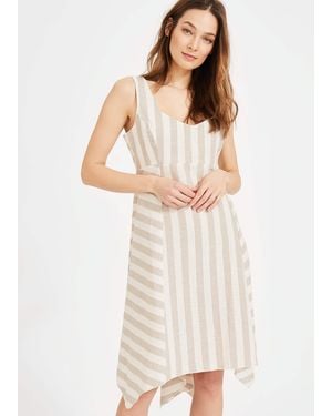 Phase Eight Susie Linen Stripe Dress - White
