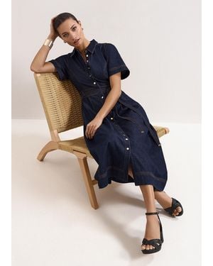 Phase Eight Aven Denim Midi Dress - Blue